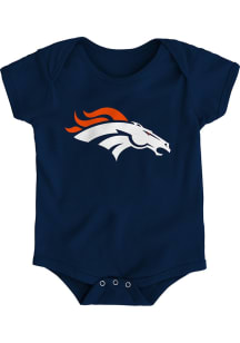 Denver Broncos Baby Navy Blue Primary Logo Short Sleeve One Piece