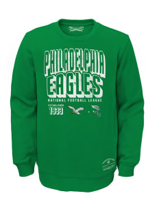 Mitchell and Ness Philadelphia Eagles Youth Kelly Green Grandstand Play Long Sleeve Crew Sweatsh..