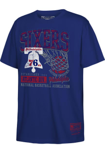 Mitchell and Ness Philadelphia 76ers Youth Blue Classic Swoosh Short Sleeve T-Shirt