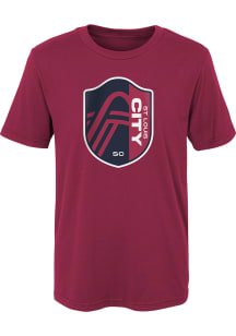 St Louis City SC Boys Red Primary Logo Short Sleeve T-Shirt