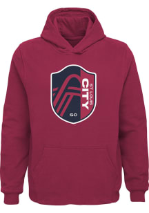 St Louis City SC Youth Red Primary Logo Long Sleeve Hoodie