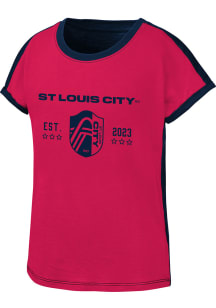 St Louis City SC Girls Red Half-Volley Short Sleeve Fashion T-Shirt