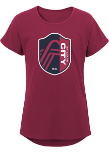 St Louis City SC Girls Red Primary Logo Short Sleeve Tee