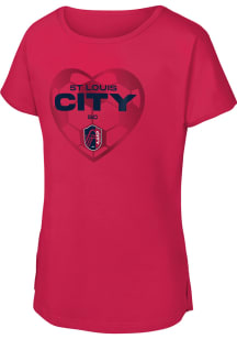 St Louis City SC Girls Red Stolen Heart Short Sleeve Tee