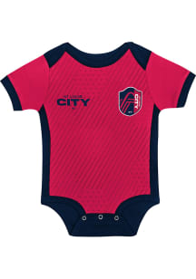St Louis City SC Baby Red Field Player Short Sleeve One Piece