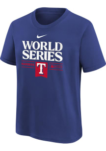 Nike Texas Rangers Youth Blue 2023 WS Part AC Dugout Short Sleeve T-Shirt