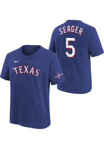 Corey Seager Texas Rangers Youth Blue 2023 WS Champ NN Seager Player Tee
