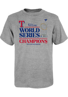 Texas Rangers Youth Grey 2023 WS Champ LR Short Sleeve T-Shirt