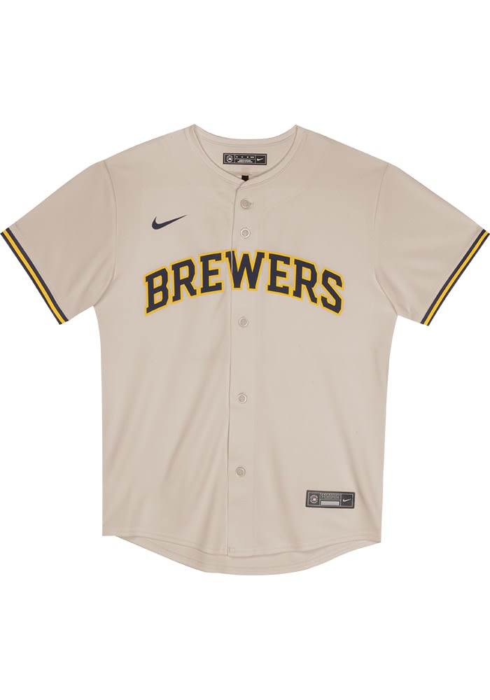 Nike Milwaukee Brewers Boys CREAM Home Game Blank - 133419228