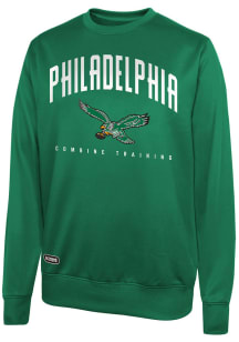 Philadelphia Eagles Mens Kelly Green Base Crew Retro Team Long Sleeve Sweatshirt
