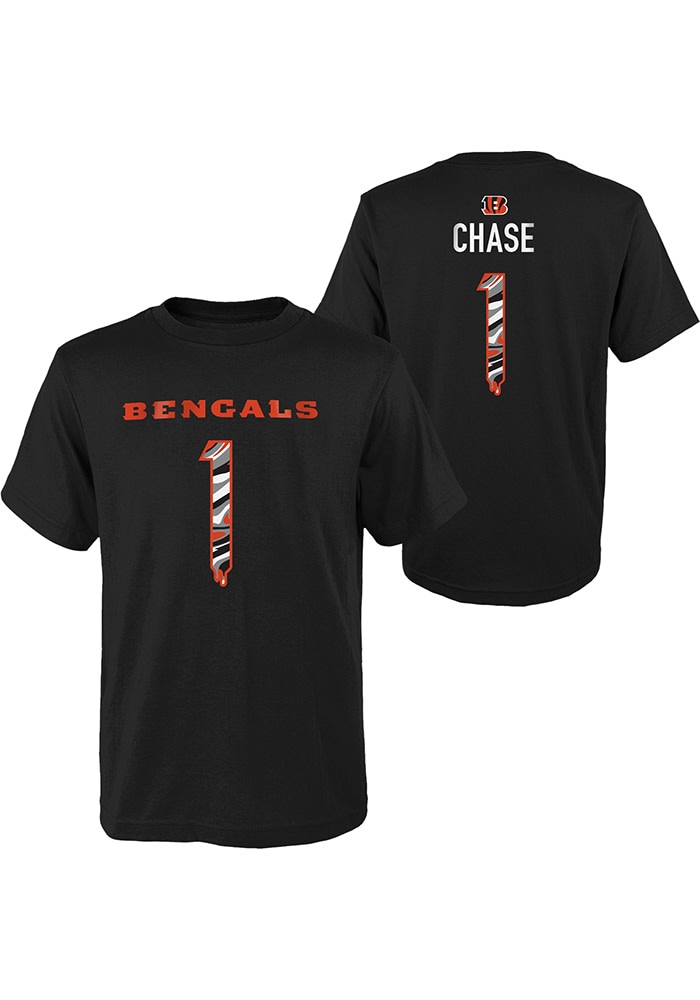 NFL Team Apparel Youth Cincinnati Bengals Ja'Marr Chase #1 Drip T