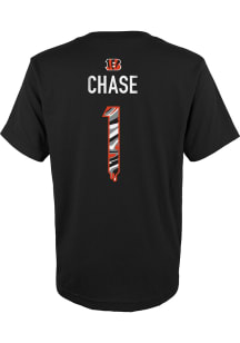 Ja'Marr Chase Cincinnati Bengals Youth Black Name and Number Drip Player Tee