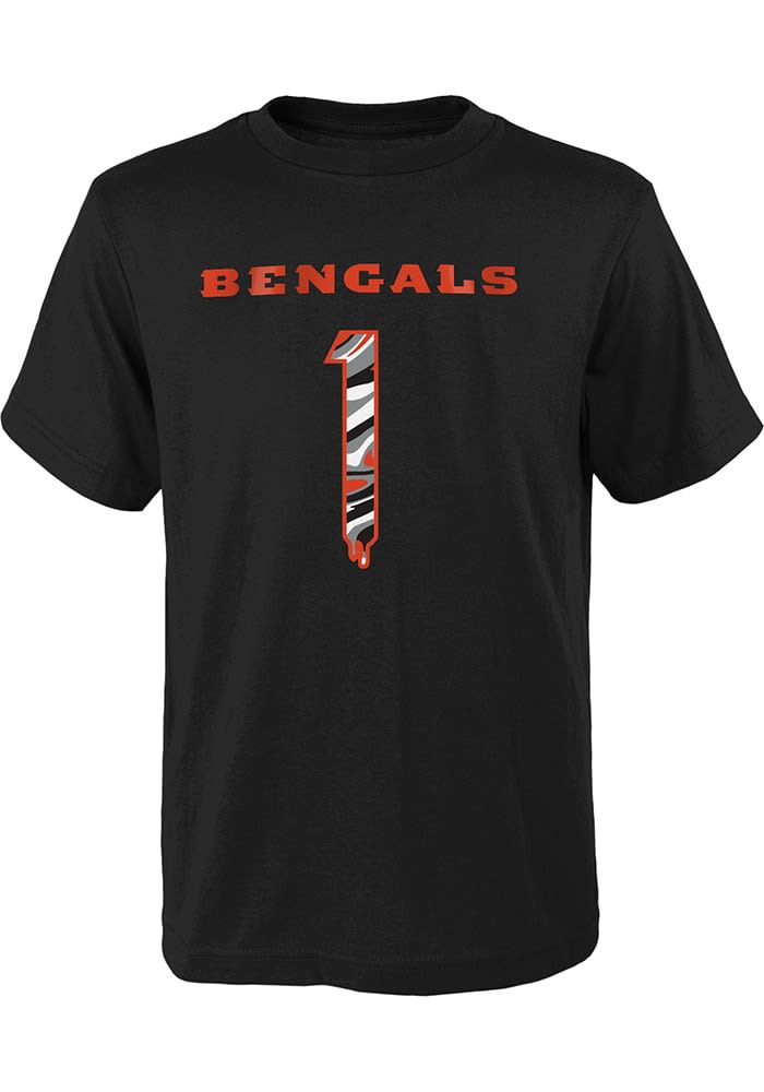 Ja'Marr Chase Cincinnati Bengals Youth Black Name and Number Drip Player Tee