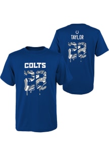 Jonathan Taylor Indianapolis Colts Youth Blue Name and Number Drip Player Tee
