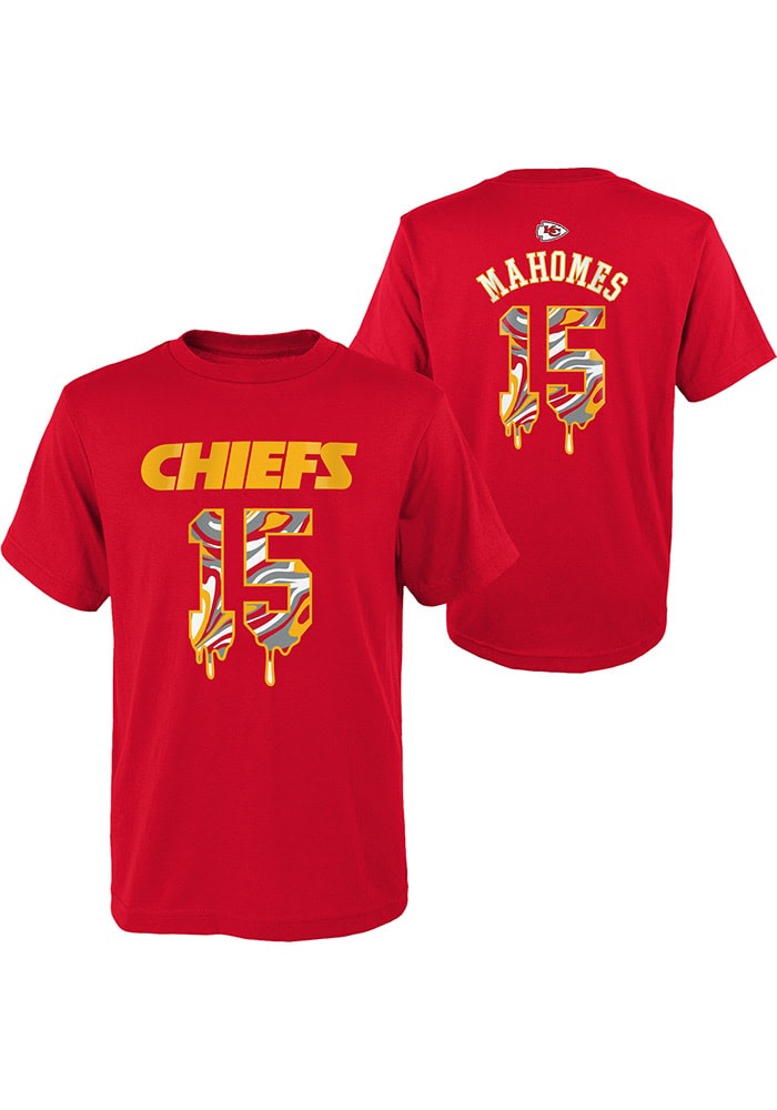 NFL Team Apparel Youth Kansas City Chiefs Patrick Mahomes #15 Drip T-Shirt