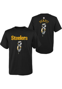 Kenny Pickett Pittsburgh Steelers Youth Black Name and Number Drip Player Tee