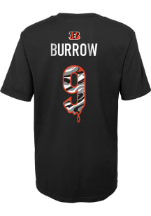 Joe Burrow  Cincinnati Bengals Boys Black Name and Number Drip Short Sleeve T-Shirt