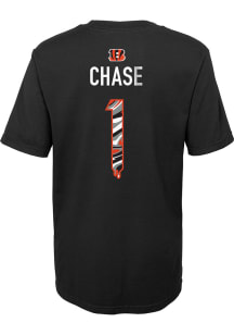 Ja'Marr Chase  Cincinnati Bengals Boys Black Name and Number Drip Short Sleeve T-Shirt
