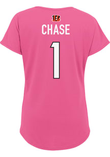 Ja'Marr Chase Cincinnati Bengals Girls Pink Mainliner NN Short Sleeve Player T Shirt