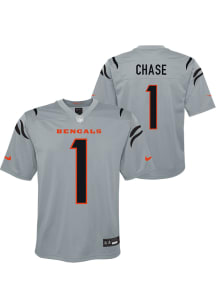 Ja'Marr Chase Cincinnati Bengals Youth Grey Nike Inverted Football Jersey