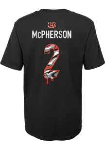 Evan McPherson  Cincinnati Bengals Boys Black Name and Number Drip Short Sleeve T-Shirt