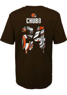 Nick Chubb  Cleveland Browns Boys Brown Name and Number Drip Short Sleeve T-Shirt