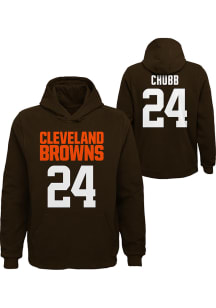 Nick Chubb Outer Stuff Cleveland Browns Youth Mainliner NN Long Sleeve Player Hoodie Brown