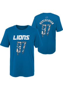 Aidan Hutchinson  Detroit Lions Boys Blue Name and Number Drip Short Sleeve T-Shirt