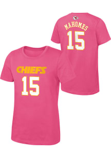 Patrick Mahomes  Outer Stuff Kansas City Chiefs Girls Pink Mainliner NN Short Sleeve T-Shirt