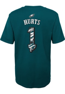 Jalen Hurts  Philadelphia Eagles Boys Midnight Green Name and Number Drip Short Sleeve T-Shirt