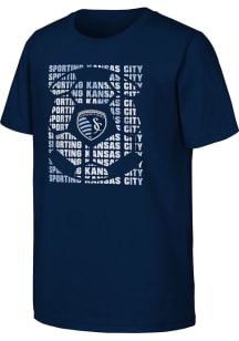 Sporting Kansas City Youth Navy Blue Box Short Sleeve T-Shirt