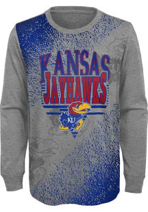 Kansas Jayhawks Boys Grey Half Time Long Sleeve T-Shirt