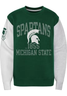 Michigan State Spartans Youth Green Third down Long Sleeve Crew Sweatshirt