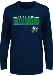 Notre Dame Fighting Irish Youth Navy Blue Amped Up Long Sleeve T-Shirt