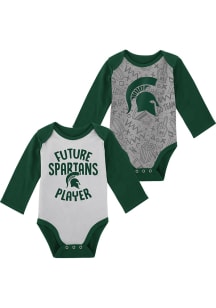 Michigan State Spartans Baby Green Play Time 2pk LS One Piece