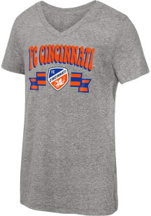 FC Cincinnati Girls Grey Slogan Swag Short Sleeve Fashion T-Shirt