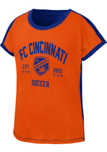 FC Cincinnati Girls Orange Half-Volley Short Sleeve Fashion T-Shirt