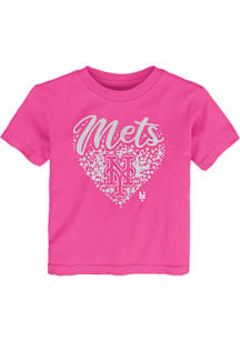 New York Mets Toddler Girls Pink Summer Love Short Sleeve T-Shirt
