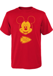 Kansas City Chiefs Boys Red Mickey Head Short Sleeve T-Shirt