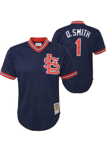 Ozzie Smith  Mitchell and Ness St Louis Cardinals Youth Navy Blue Mesh BP Jersey