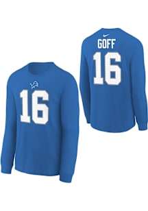 Jared Goff  Nike Detroit Lions Youth Blue Nike Fuse NN LS Long Sleeve Player T-Shirt