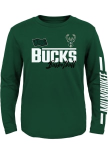 Milwaukee Bucks Youth Green Race Time Long Sleeve T-Shirt