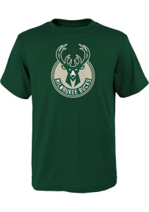 Milwaukee Bucks Youth Green Primary Logo Short Sleeve T-Shirt