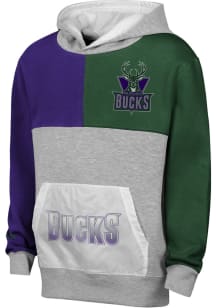 Mitchell and Ness Milwaukee Bucks Youth Green Multi Color Long Sleeve Hoodie