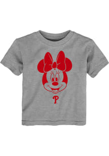 Philadelphia Phillies Toddler Girls Grey Minnie Pose Short Sleeve T-Shirt