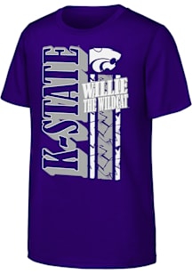 K-State Wildcats Youth Purple Cracked Stripe Short Sleeve T-Shirt