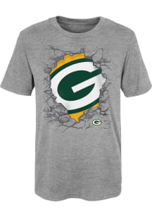 Green Bay Packers Boys Grey Break Through Short Sleeve T-Shirt