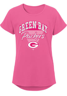 Green Bay Packers Girls Pink Playtime Short Sleeve Tee
