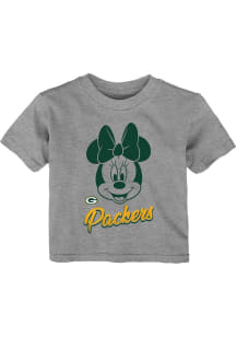 Green Bay Packers Infant Girls Minnie Mouse Short Sleeve T-Shirt Grey