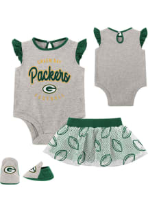 Green Bay Packers Infant Girls Green All Dolled Up Set Top and Bottom